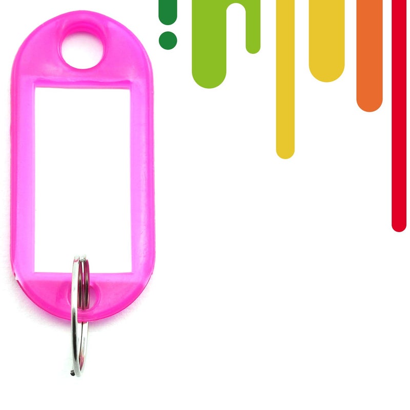 Lind Kitchen 40pcs Rose Red Key Ring Label Tags Plastic Keys Holder and Identifier Name Number Address Information Label Card for Keys ID 5x2.2cm - Image 2